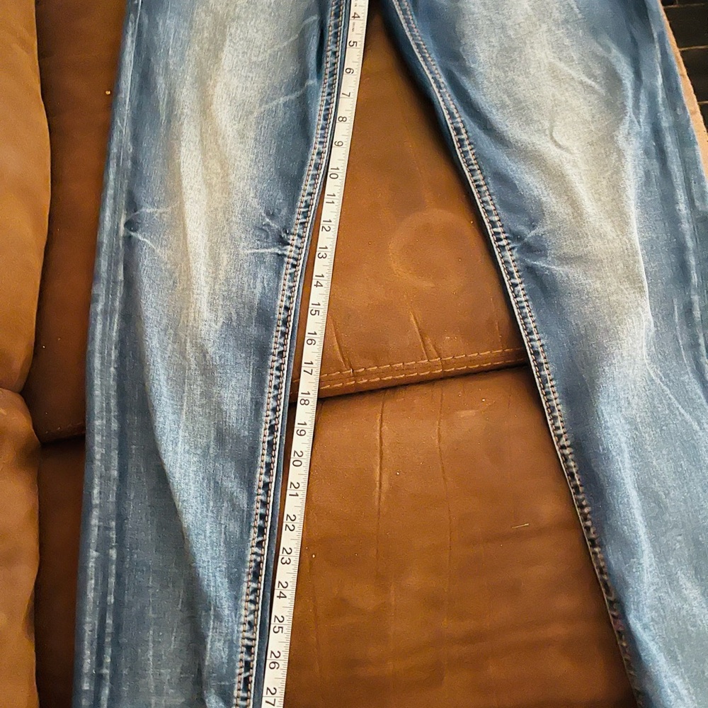 Rock Revival Blue Skinny Jeans with Decorative Stitching - Picture 4 of 6
